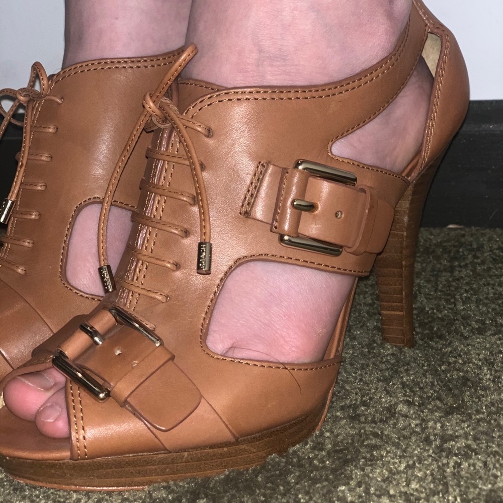 Coach Leather Peep Toe Heels